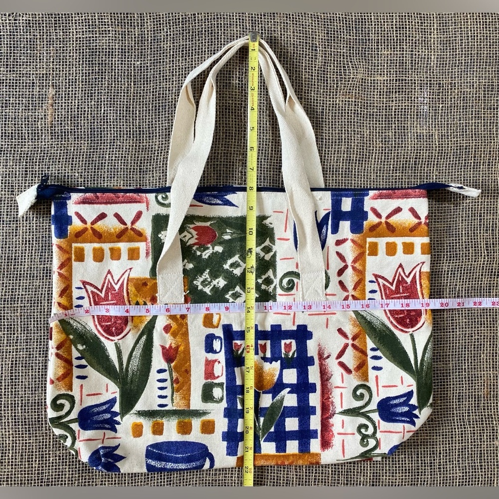 Tote Bag Spring Canvas Colorful Patterned Floral/… - image 2